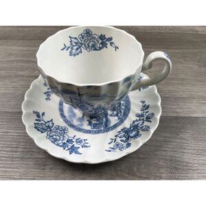 Johnson Bros Blue Coaching Scenes Tea Cup & Saucer Country Made in England